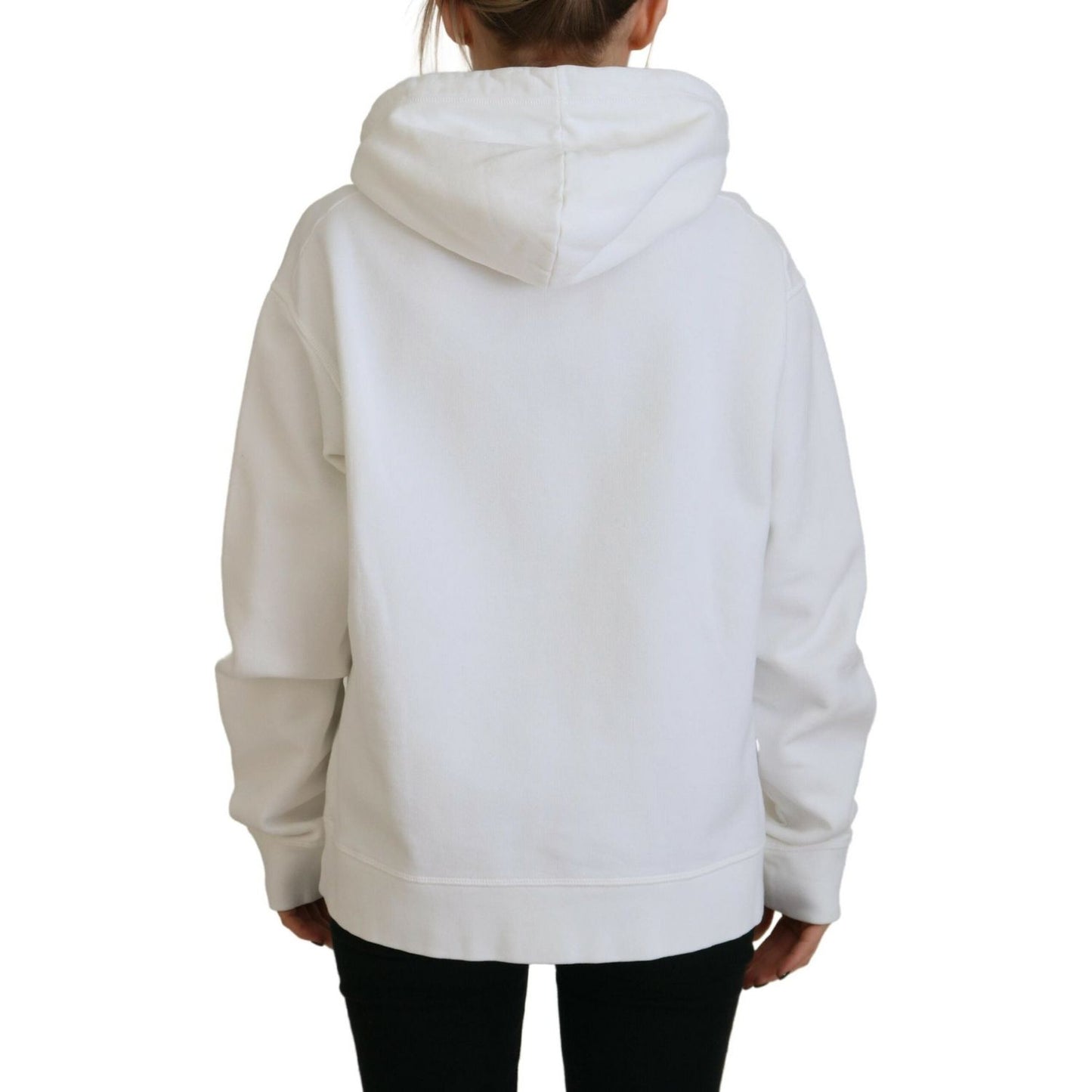 White Logo Animals Print Hooded Long Sleeve Sweater