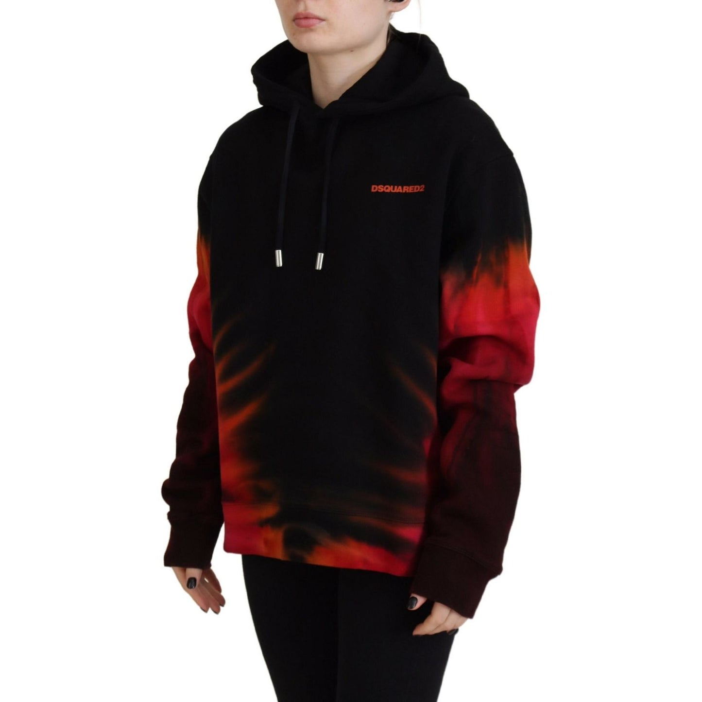 Black Red Dye Cotton Hoodie Sweatshirt Sweater