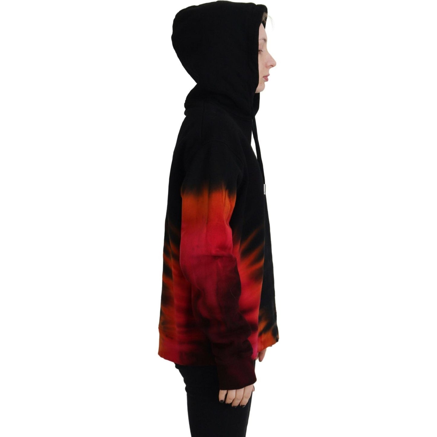 Black Red Dye Cotton Hoodie Sweatshirt Sweater