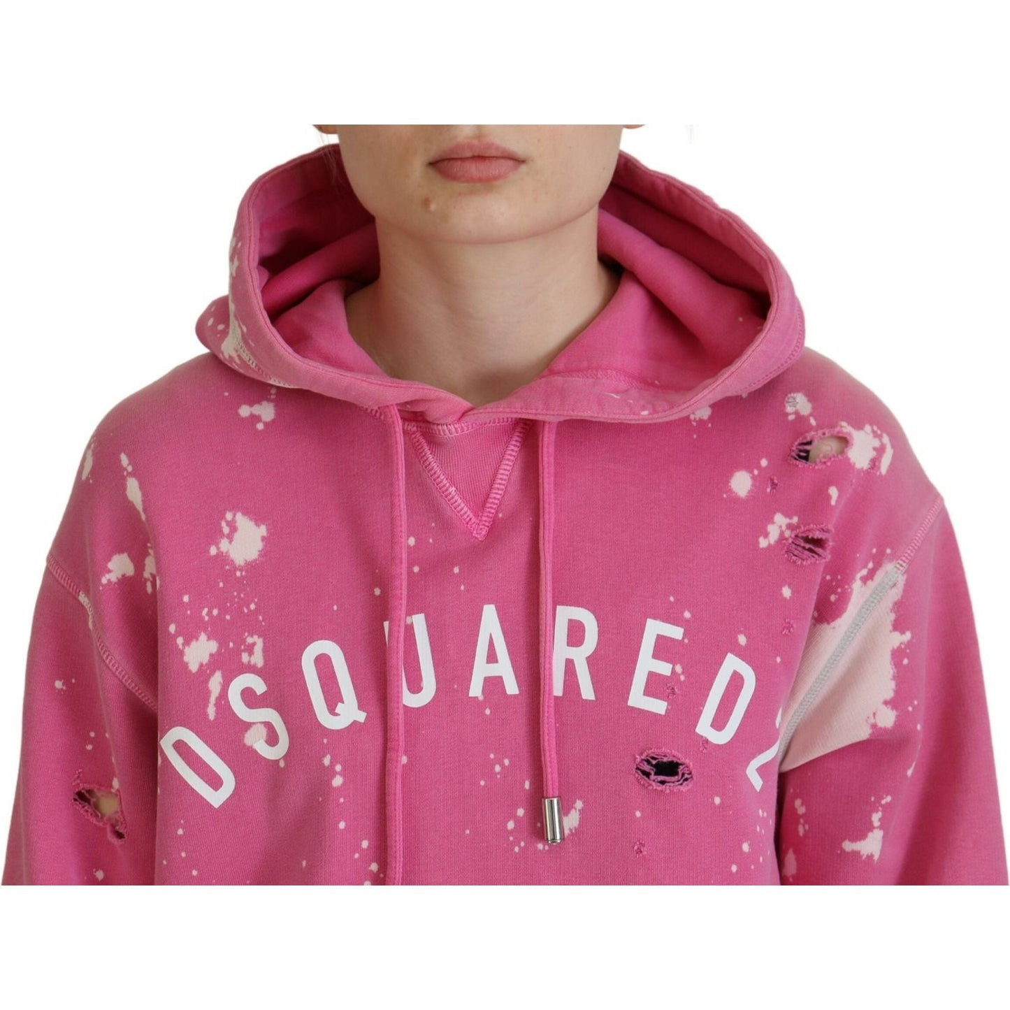 Pink Logo Print Cotton Hoodie Sweatshirt Sweater