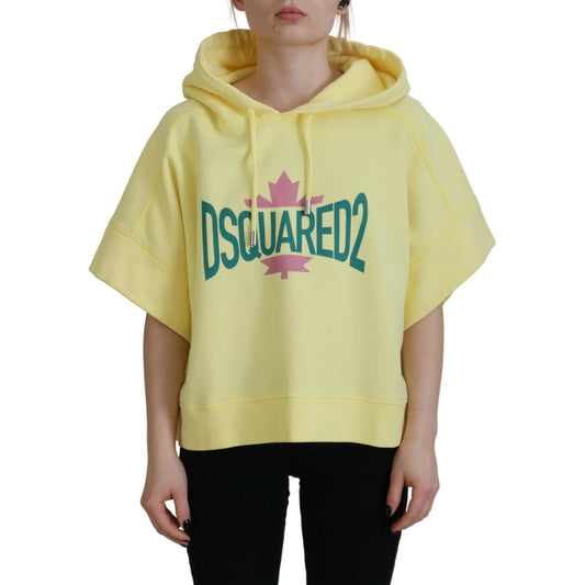 Yellow Logo Print Cotton Hoodie Sweatshirt Sweater