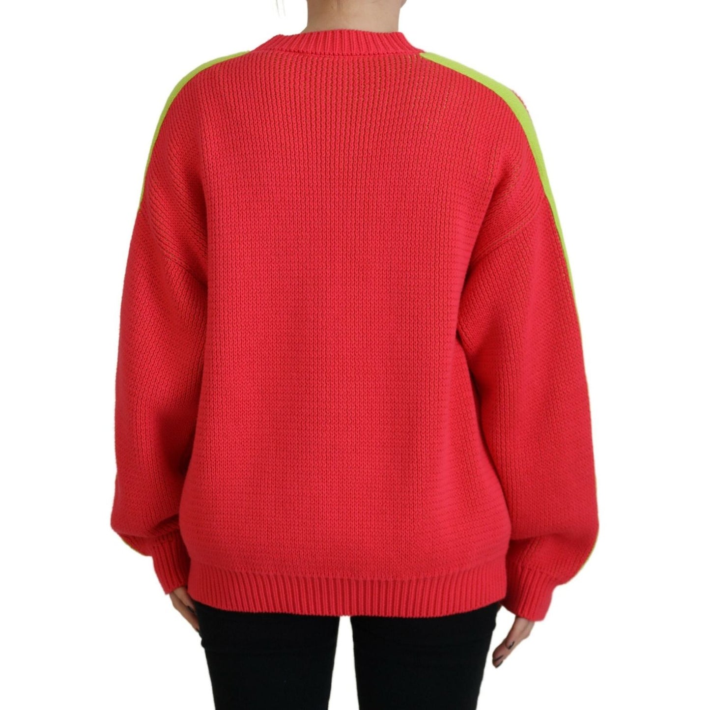 Multicolor Cotton Knitted Crewneck Pullover Sweater