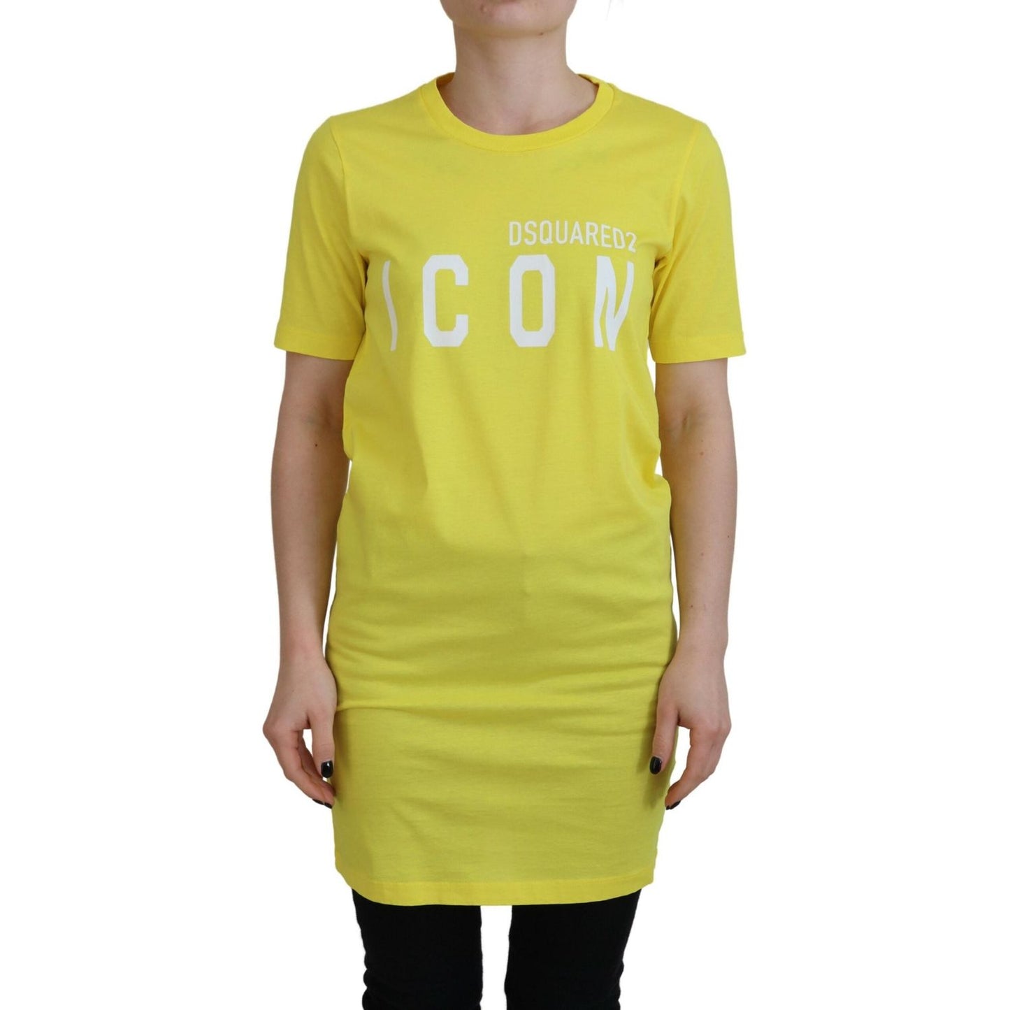 Yellow CottonShiny Icon Renny Dress Crewneck T-shirt