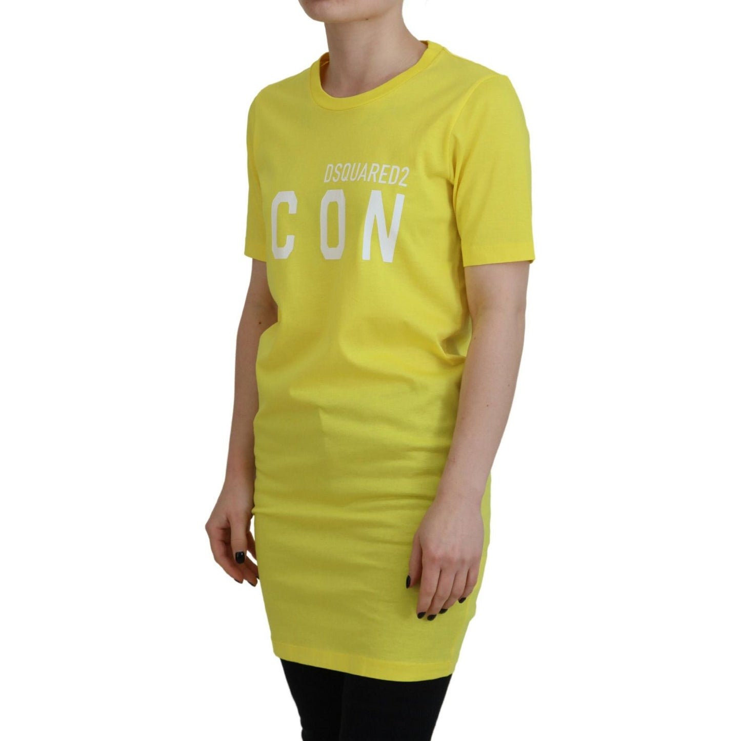 Yellow CottonShiny Icon Renny Dress Crewneck T-shirt