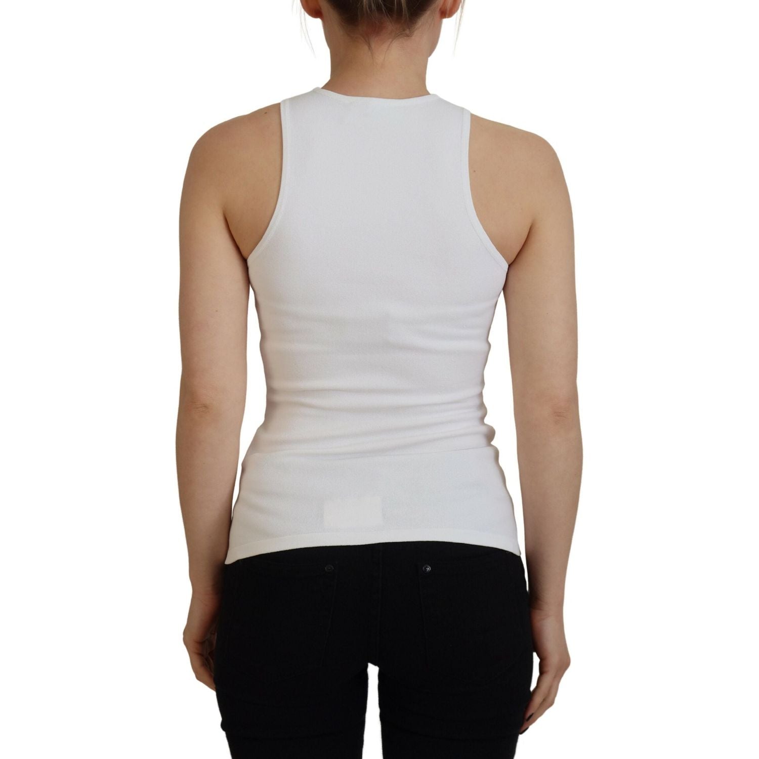 تي شيرت أبيض من Dsquared² بدون أكمام ورقبة دائرية من الفيسكوز