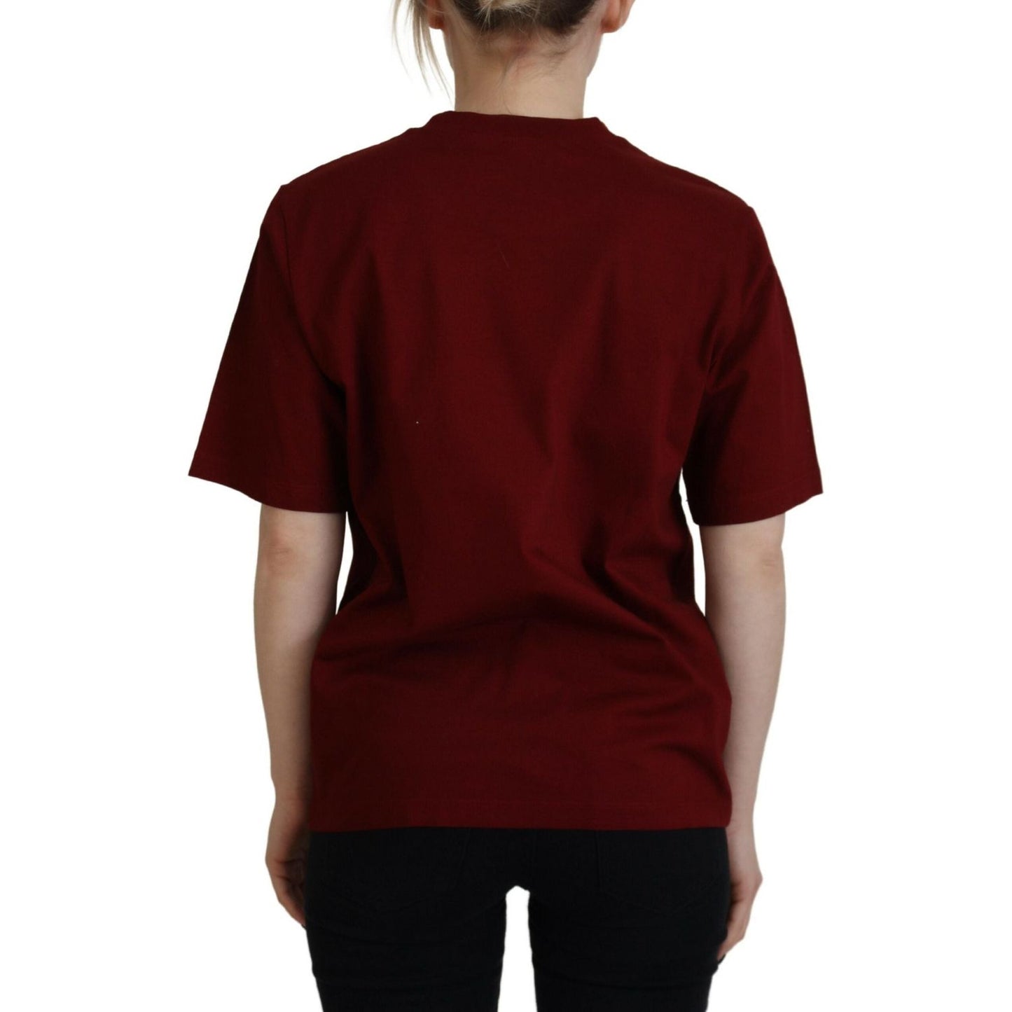 Maroon Logo Cotton Crewneck Short Sleeve Tee T-shirt