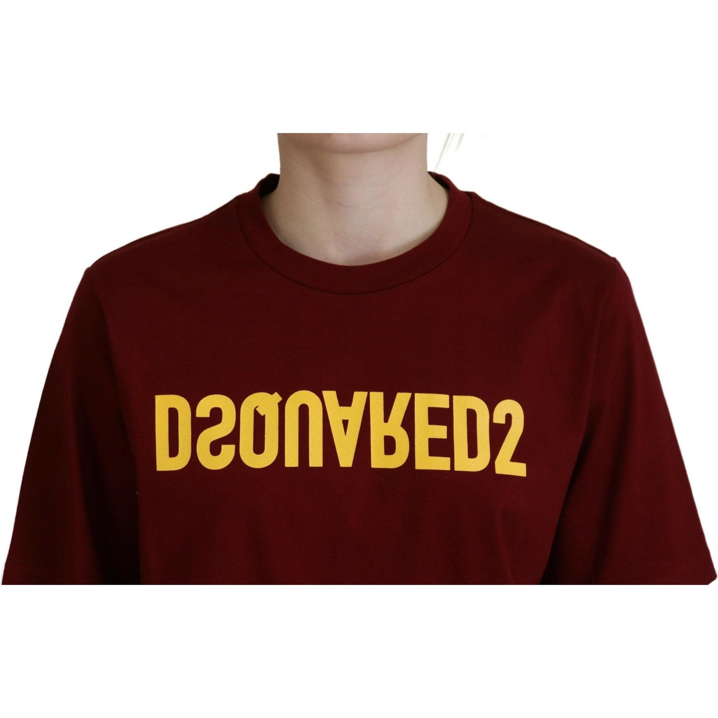 Maroon Logo Cotton Crewneck Short Sleeve Tee T-shirt