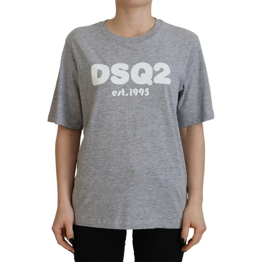 Gray Logo Cotton Crewneck Short Sleeve Tee T-shirt