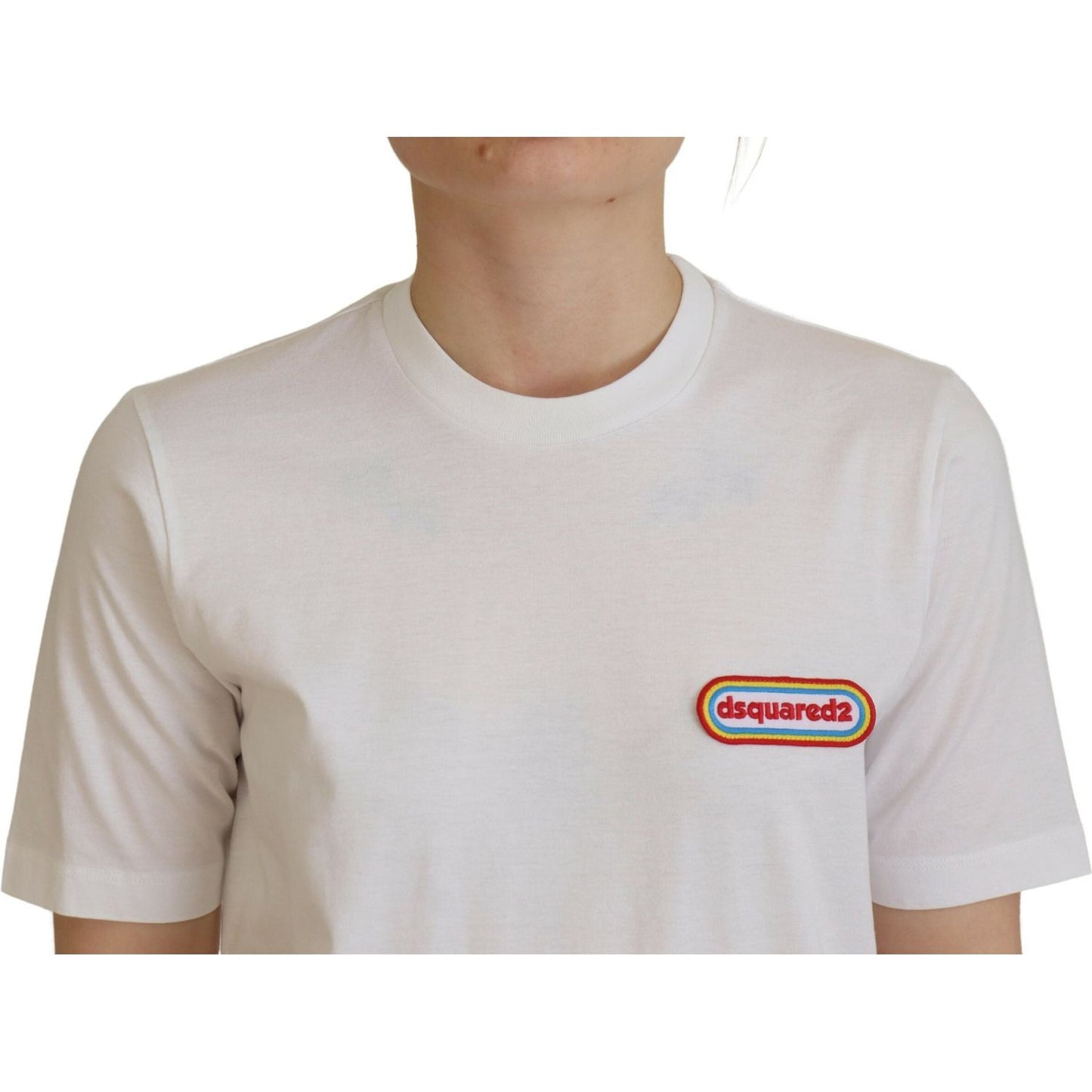 White Logo Patch Crewneck Short Sleeve Tee T-shirt