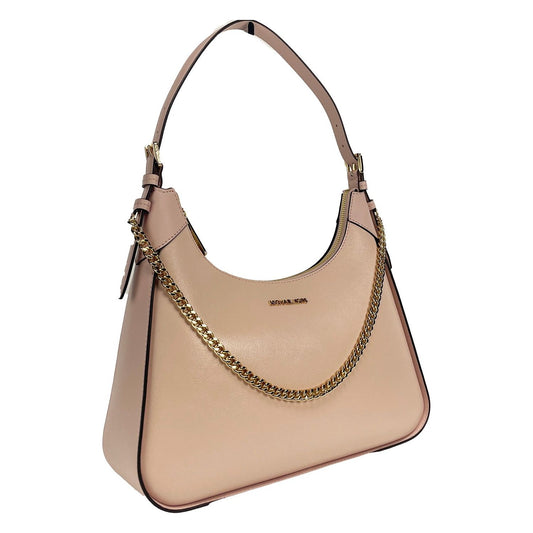 Wilma Large Smooth Leather Chain Shoulder Bag Purse Powder Blush