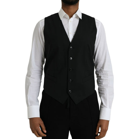 Black Wool Formal Dress Waistcoat Vest