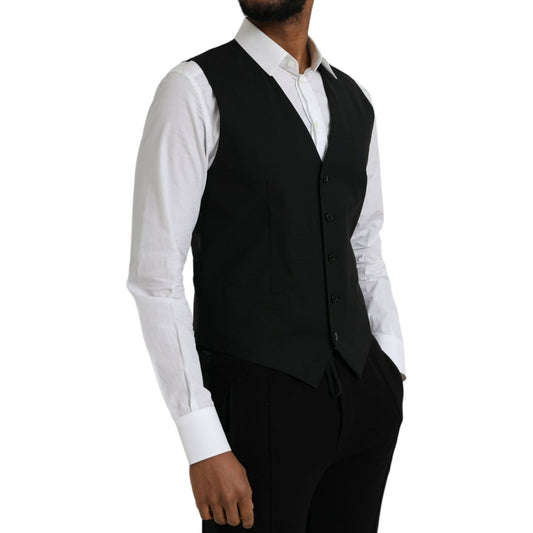 Black Wool Formal Dress Waistcoat Vest