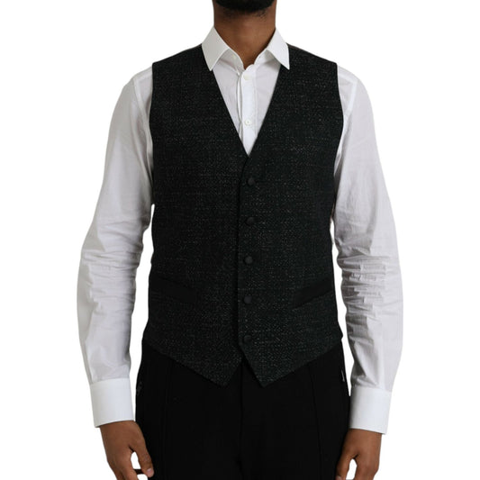 Black Brown Silk Waistcoat Dress Formal Vest