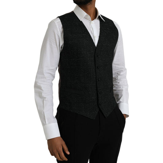 Black Brown Silk Waistcoat Dress Formal Vest