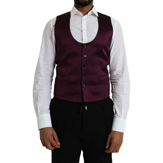 Maroon Satin Silk Waistcoat Dress Formal Vest