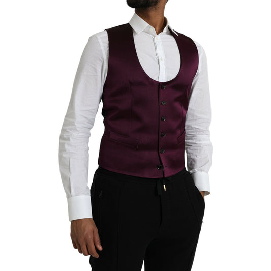 Maroon Satin Silk Waistcoat Dress Formal Vest