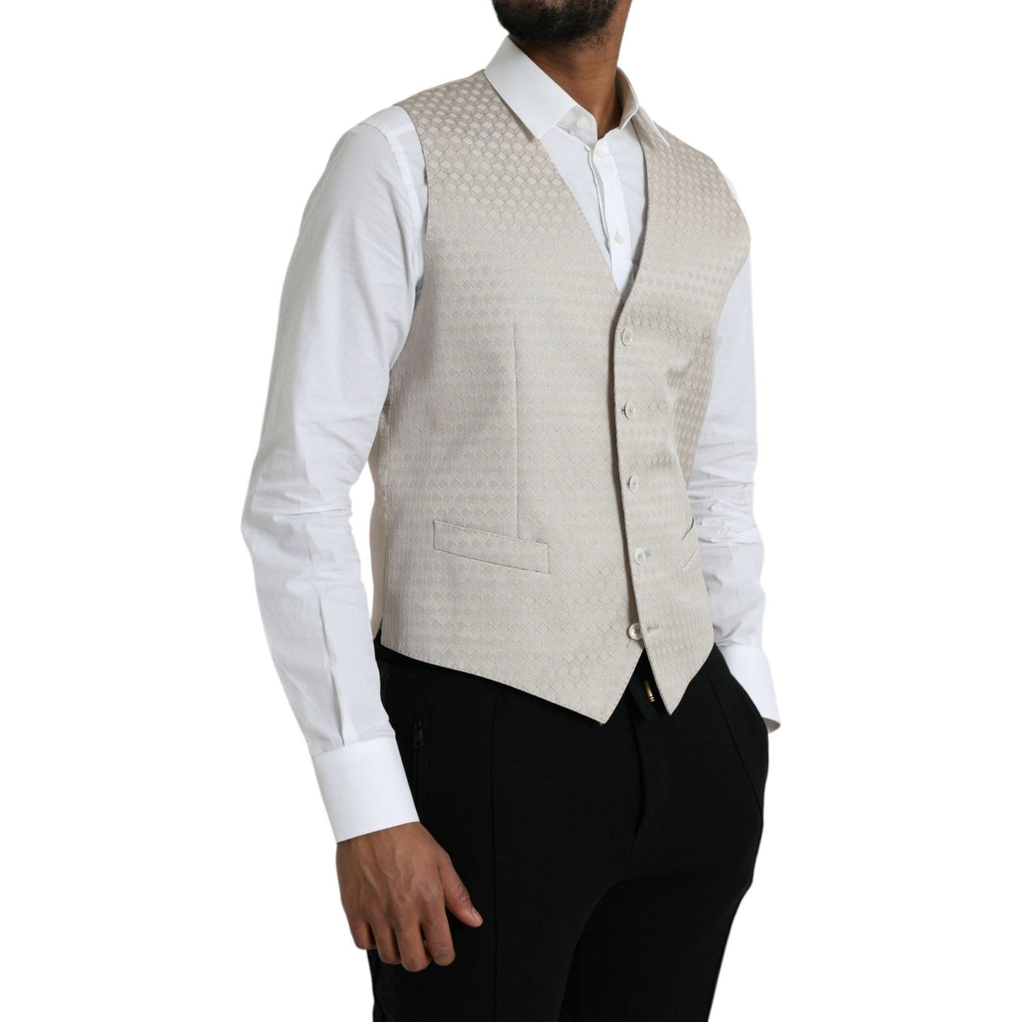 Off White Cotton Waistcoat Dress Formal Vest