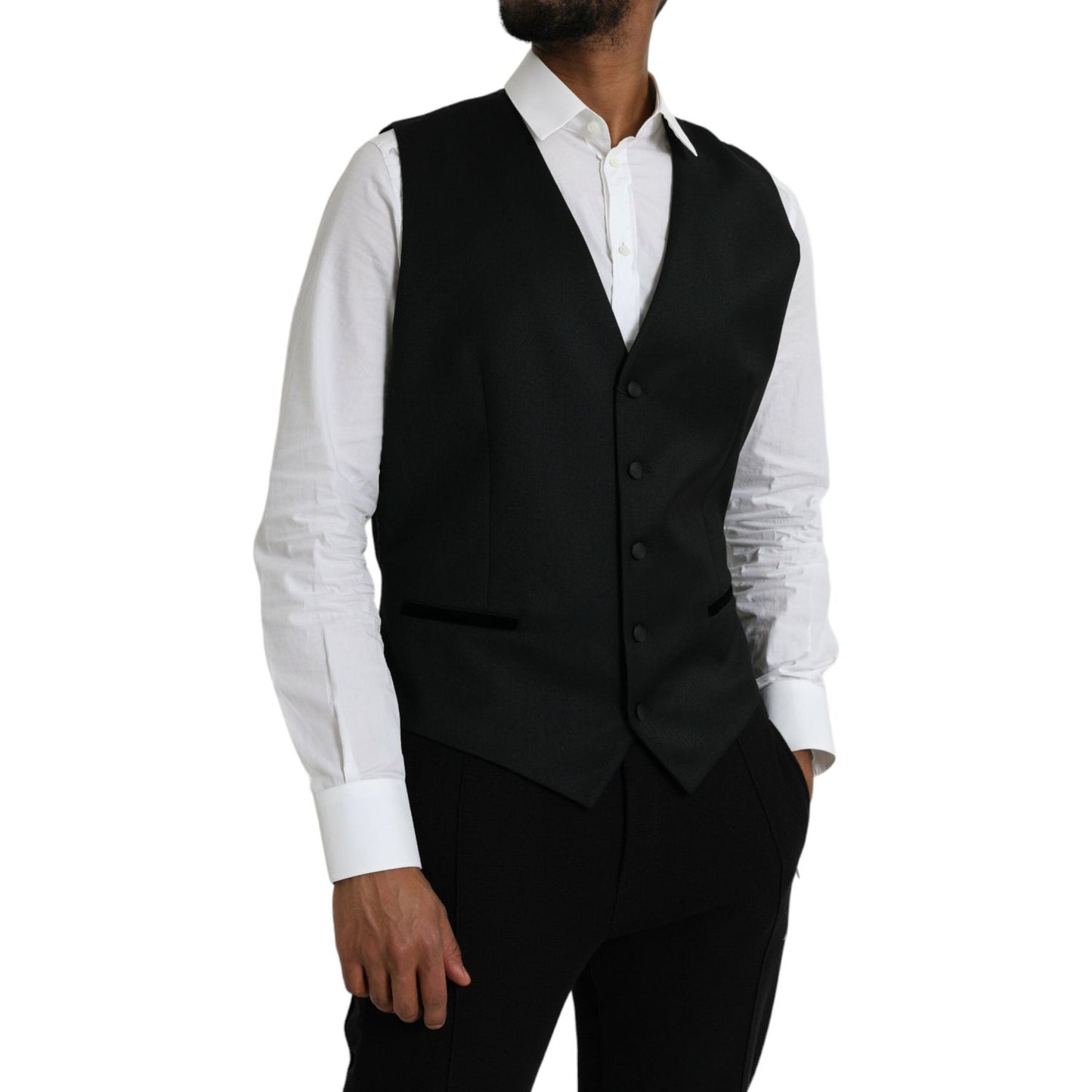 Black Silk Waistcoat Dress Formal Vest