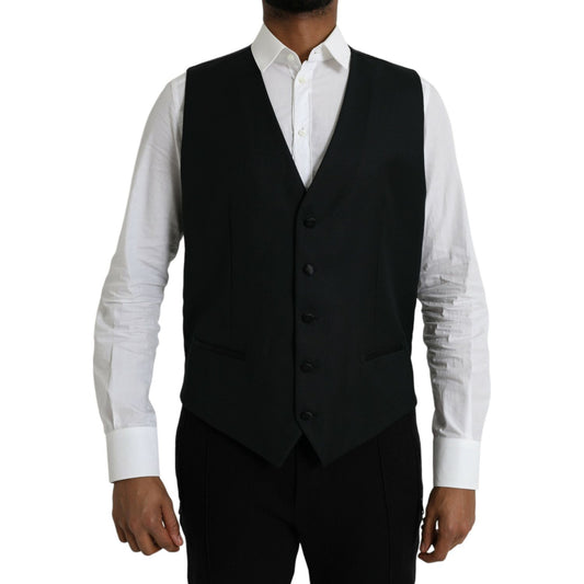 Black Wool Waistcoat Dress Formal Vest