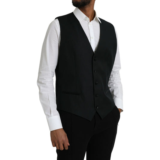 Black Wool Waistcoat Dress Formal Vest