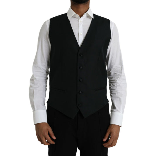 Black Wool Waistcoat Dress Formal Vest