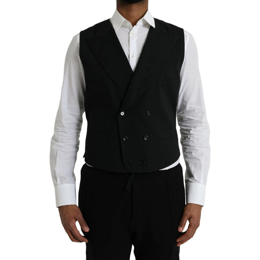 Black Wool Waistcoat Dress Formal Vest