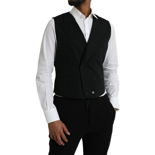 Black Wool Waistcoat Dress Formal Vest