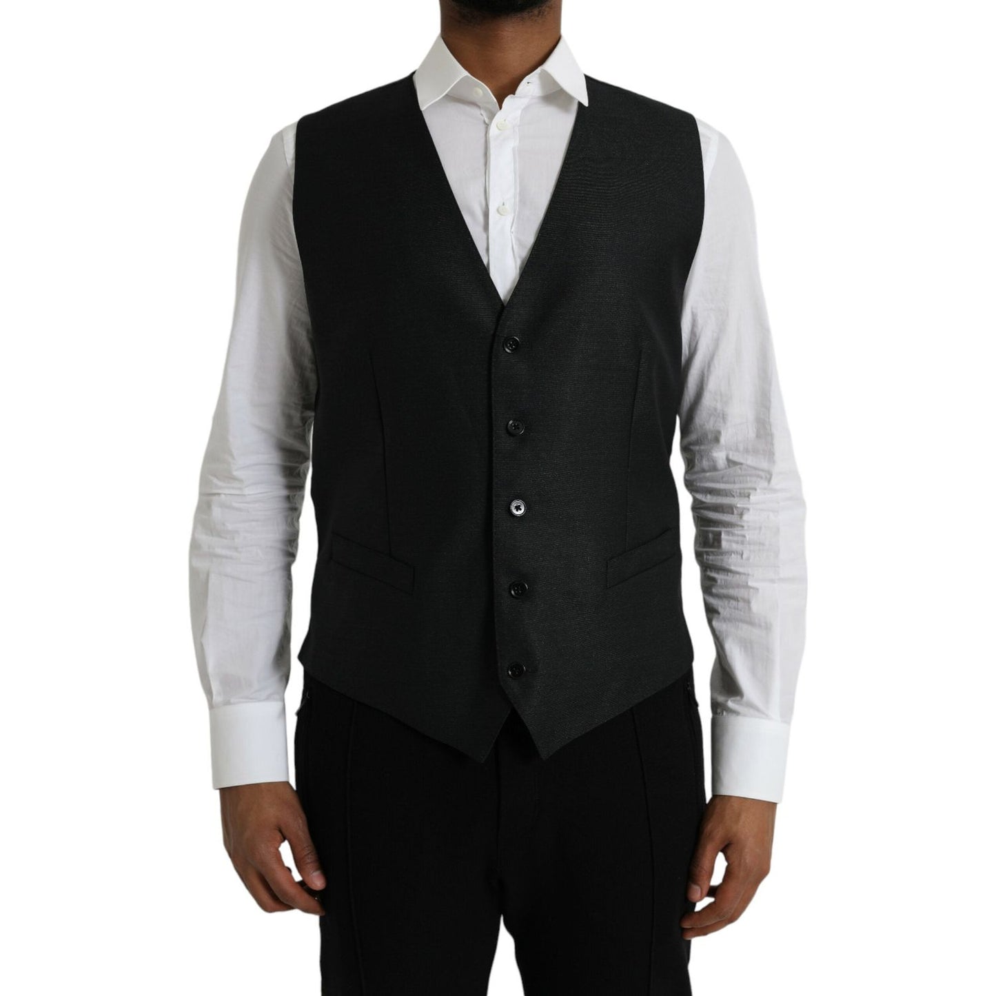 Black Wool Waistcoat Dress Formal Vest