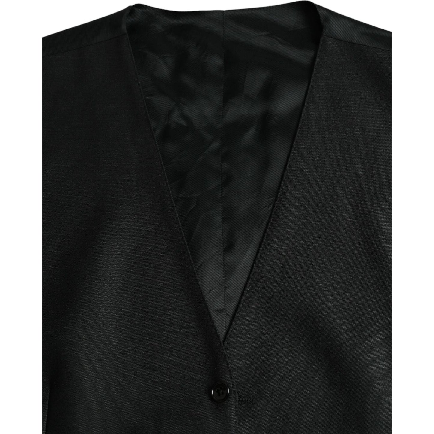 Dolce & Gabbana Black Wool Waistcoat Dress Formal Vest