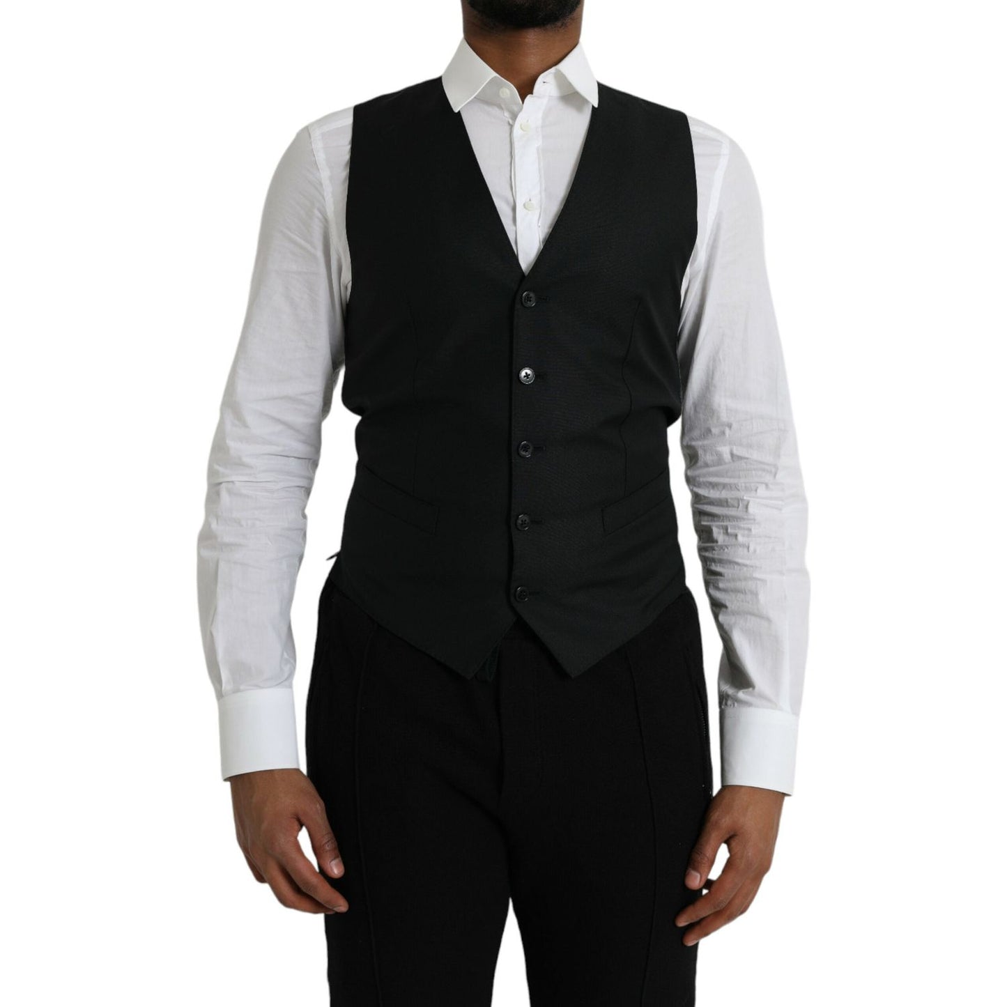 Black Wool Waistcoat Dress Formal Vest