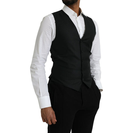 Black Wool Waistcoat Dress Formal Vest