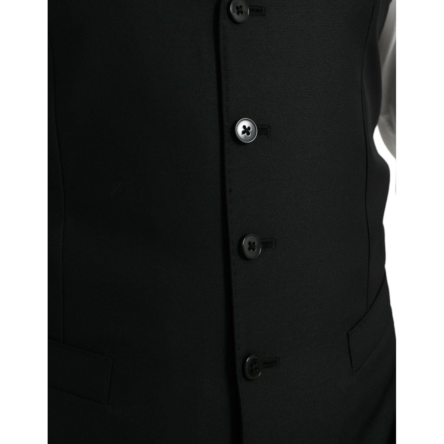 Black Wool Waistcoat Dress Formal Vest