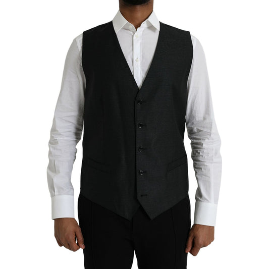 Black Wool Waistcoat Dress Formal Vest