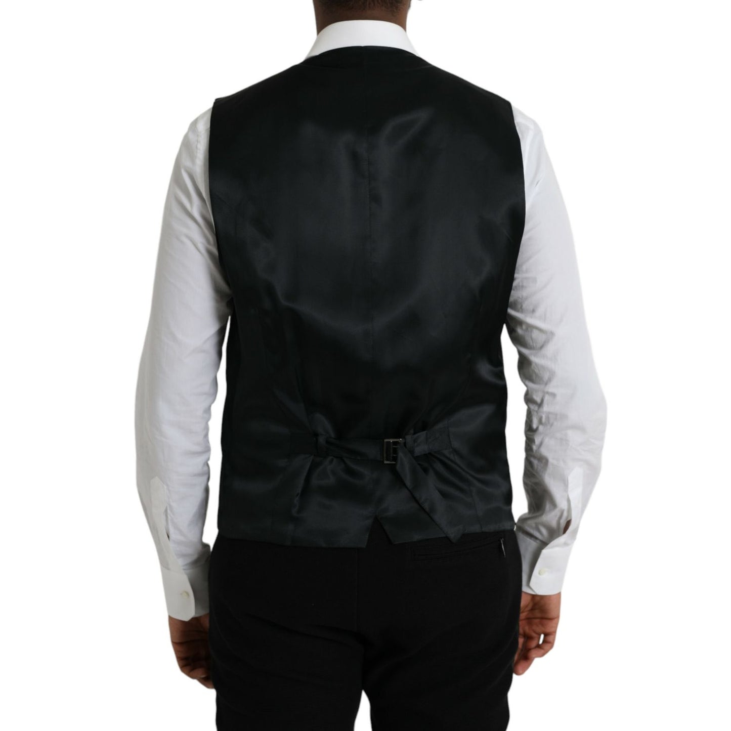 Dolce & Gabbana Black Wool Waistcoat Dress Formal Vest