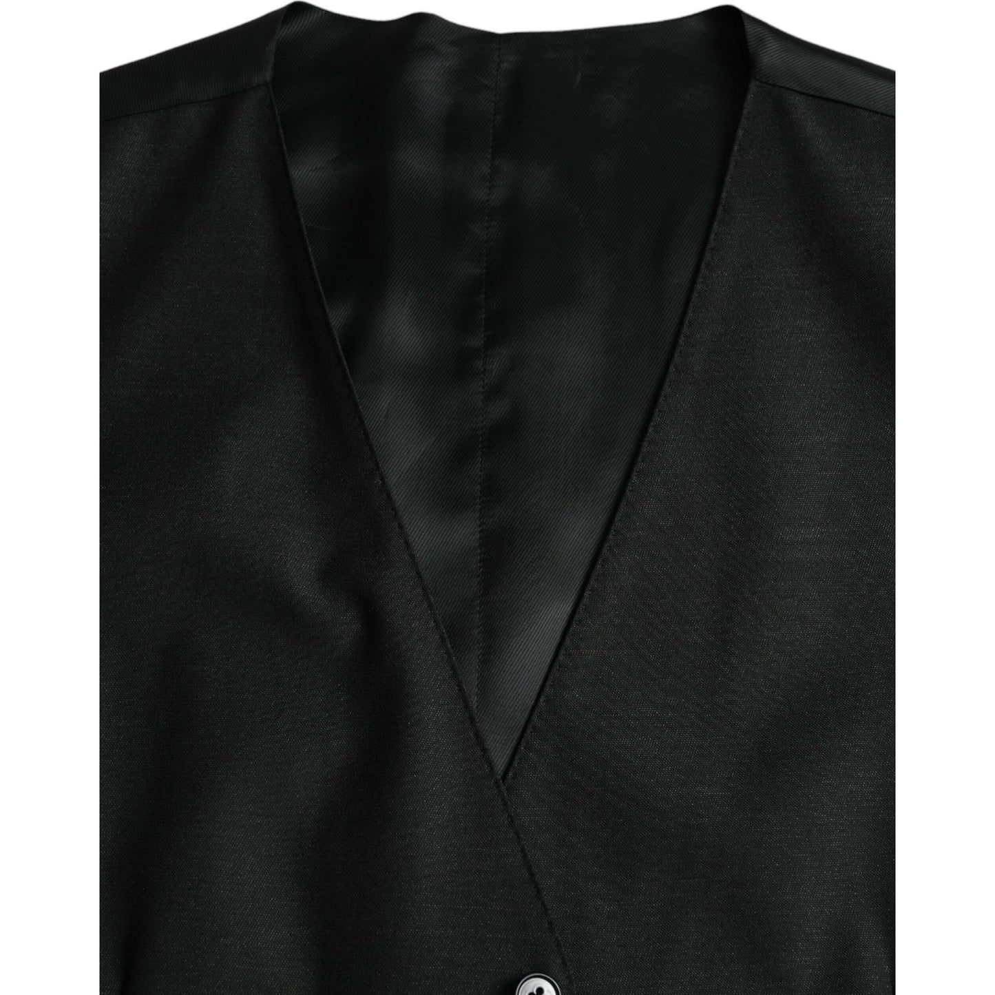 Black Wool Waistcoat Dress Formal Vest