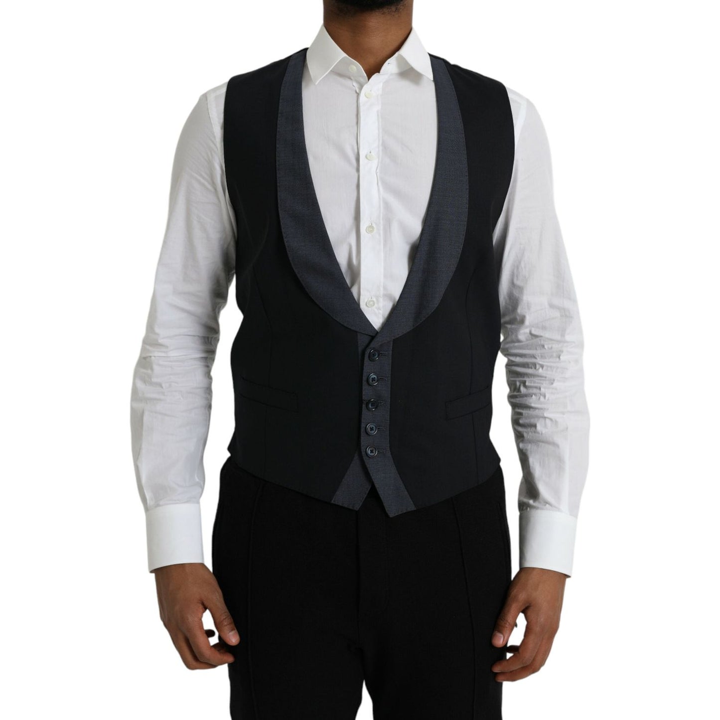 Black Wool Waistcoat Dress Formal Vest