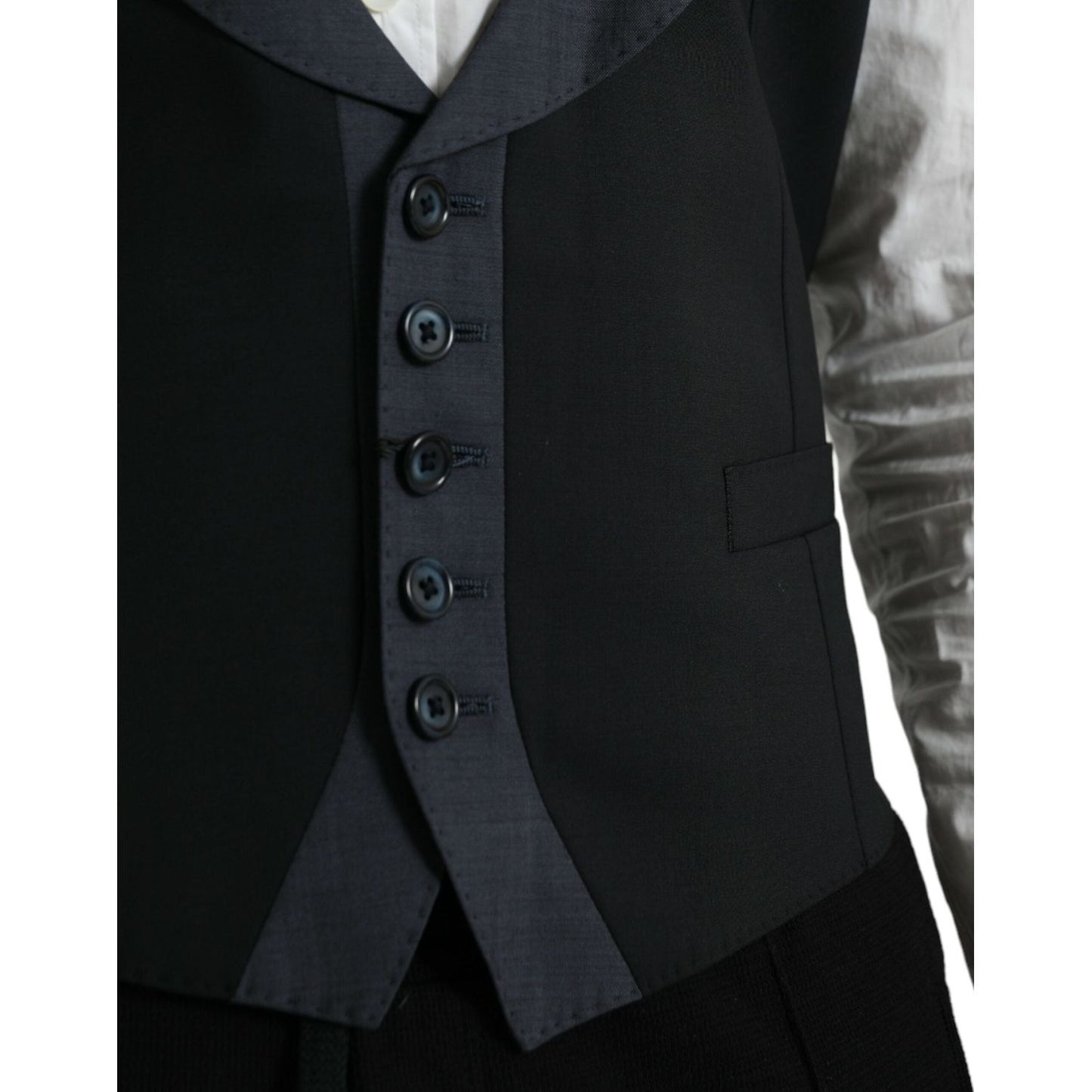 Black Wool Waistcoat Dress Formal Vest