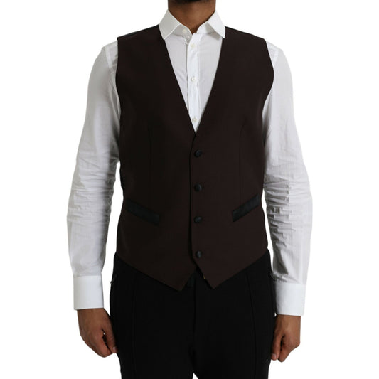 Brown Wool Waistcoat Dress Formal Vest