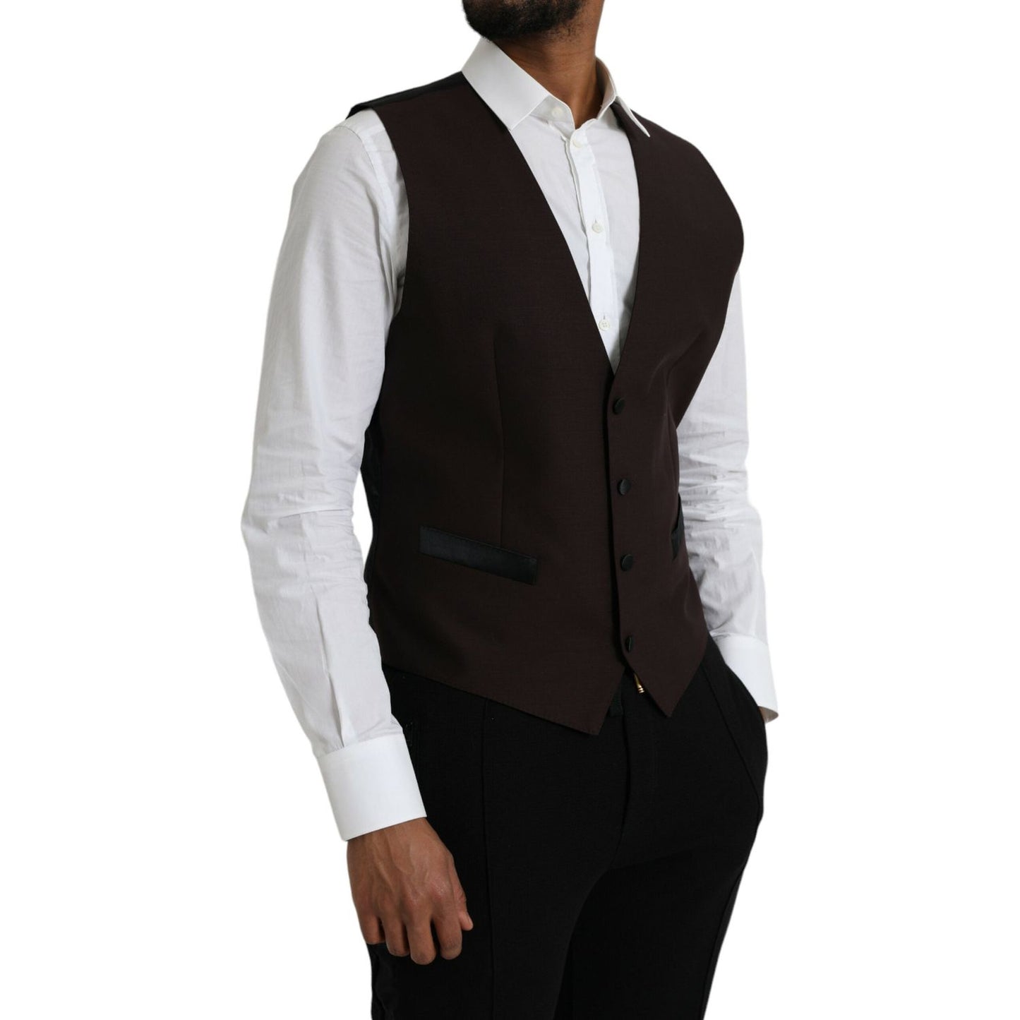 Brown Wool Waistcoat Dress Formal Vest