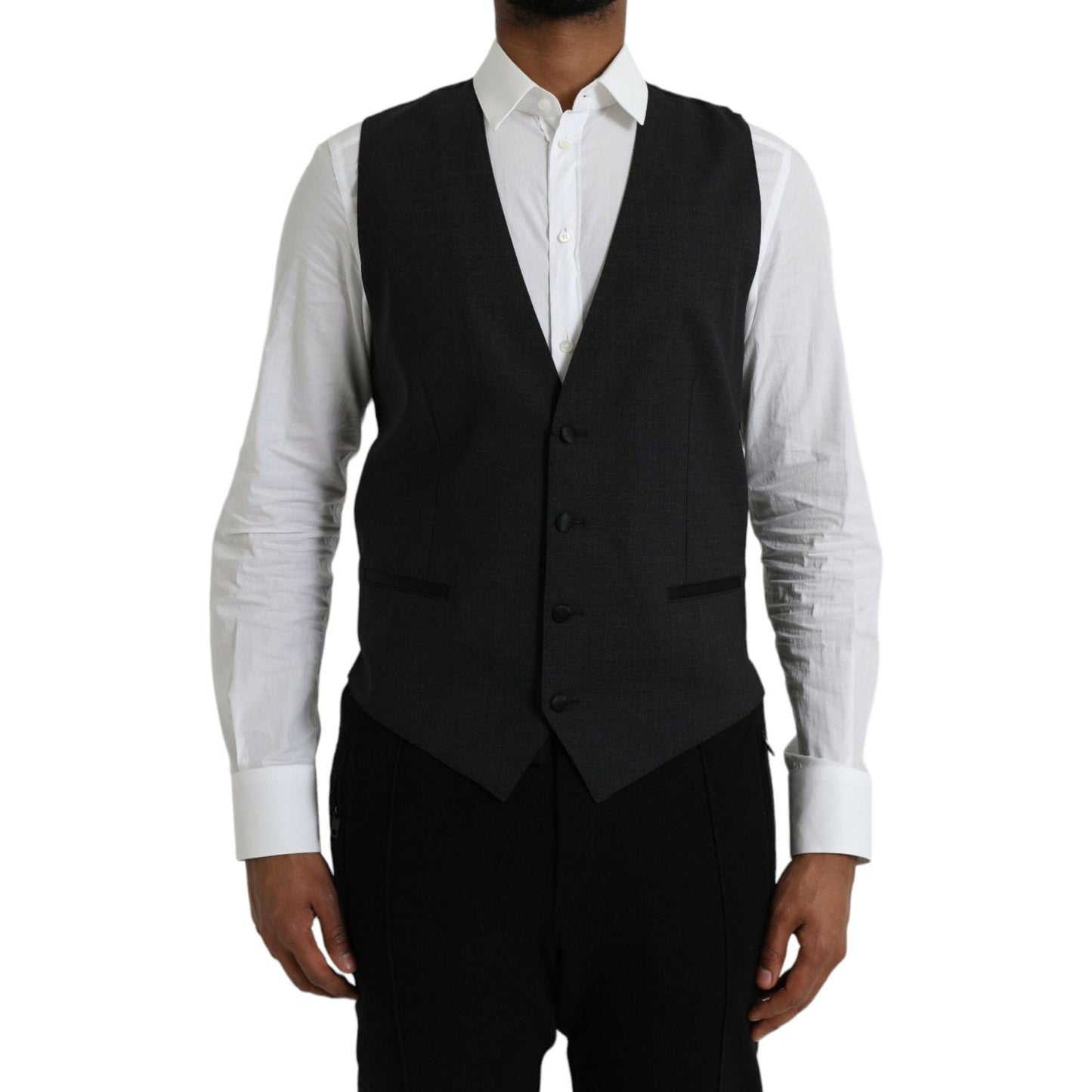 Black Cotton Waistcoat Dress Formal Vest