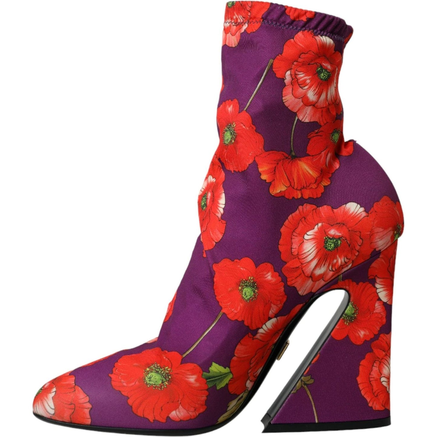 Purple Floral Jersey Stretch Boots Shoes