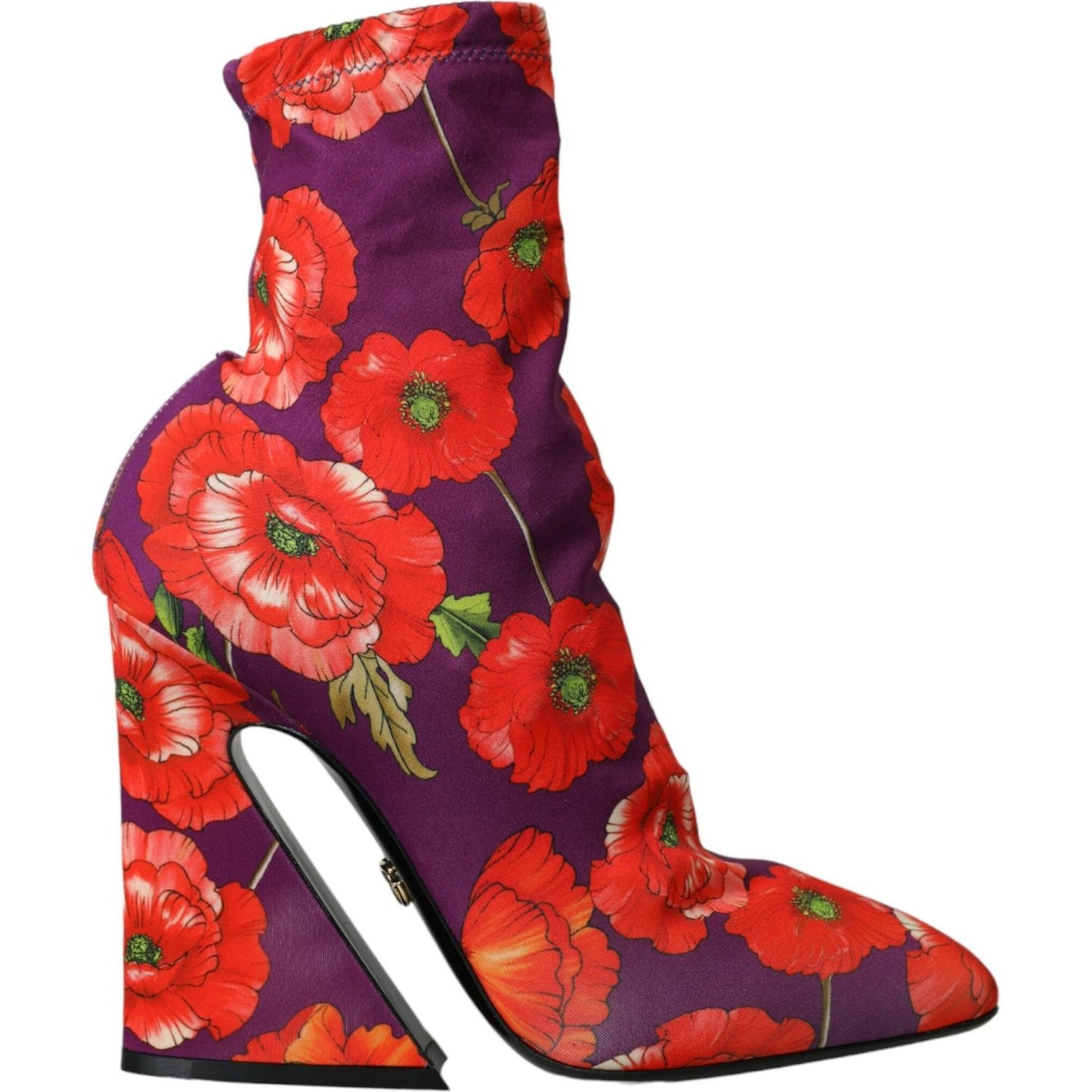 Purple Floral Jersey Stretch Boots Shoes