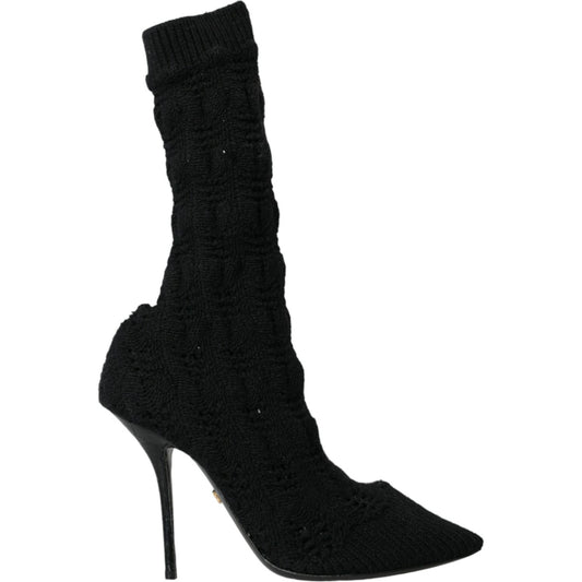 Black Stiletto Heels Mid Calf Boots Shoes