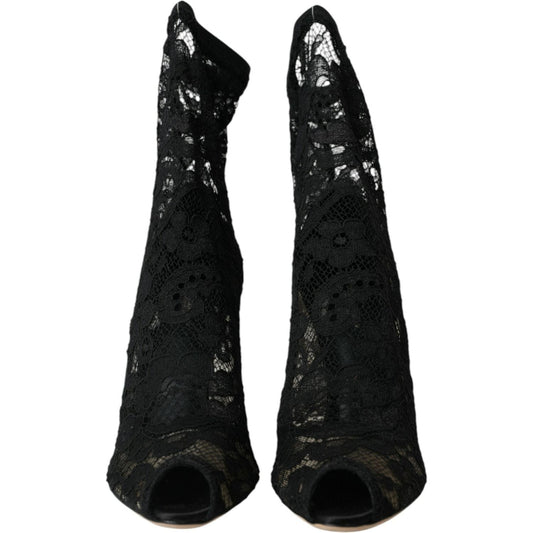 Black Stretch Taormina Lace Boots Shoes