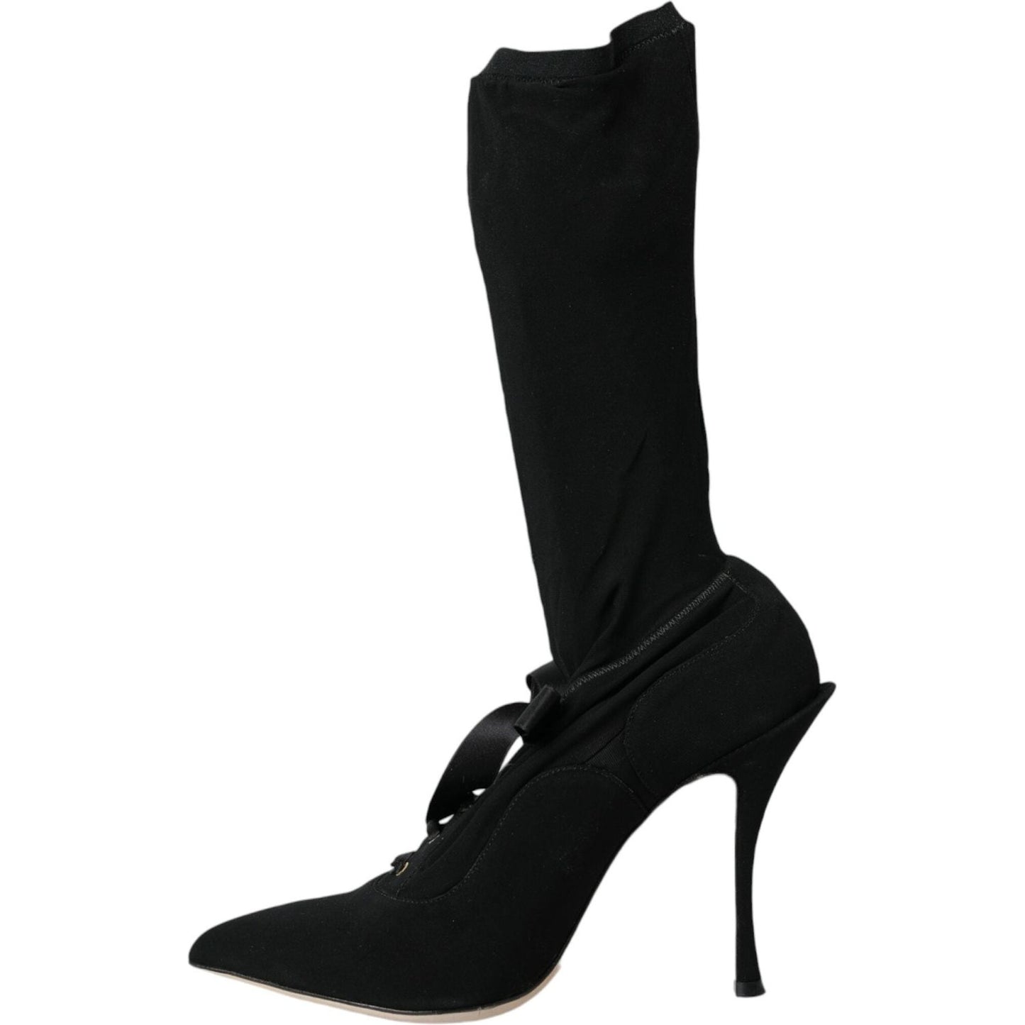 Black Stiletto Heels Mid Calf Boots Shoes