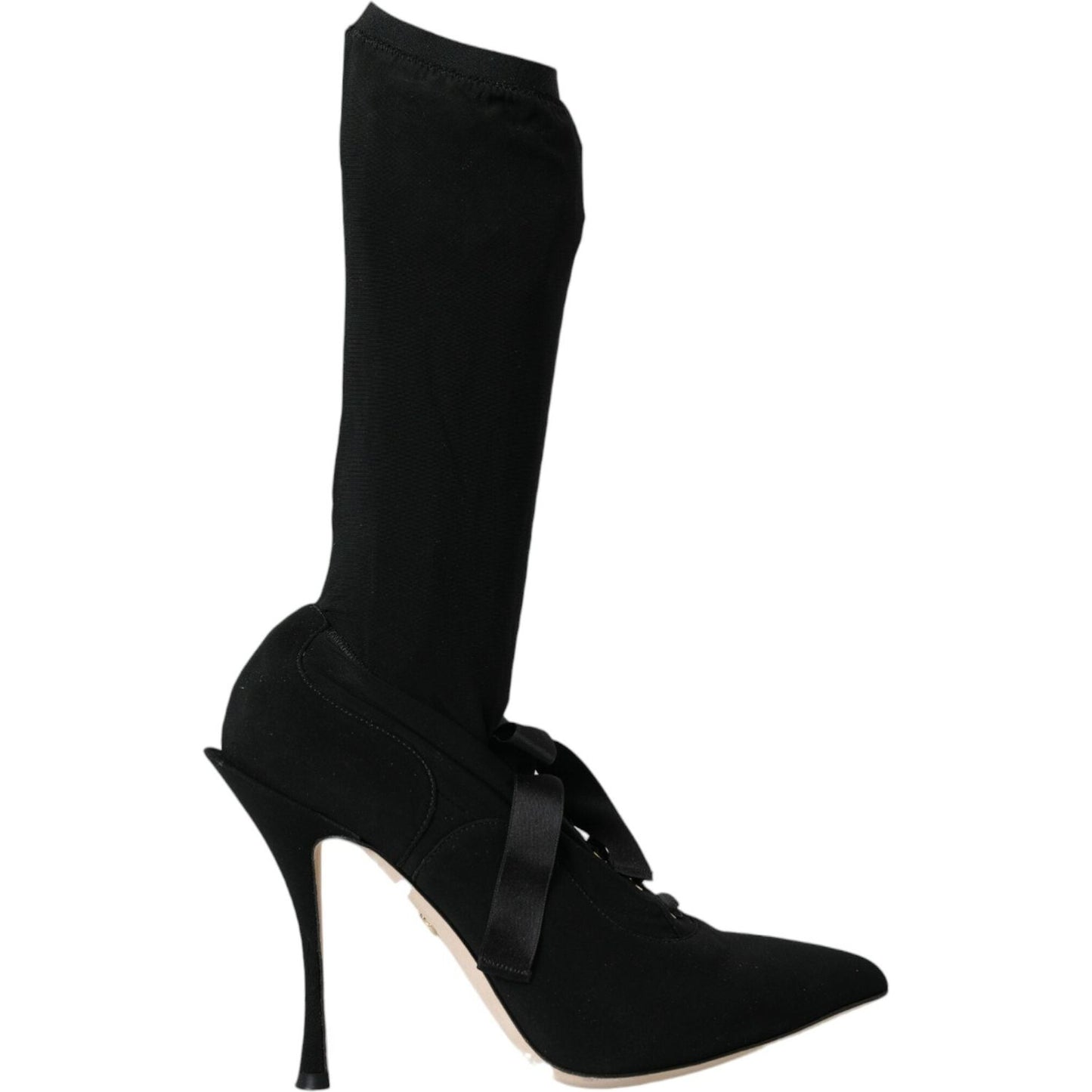 Black Stiletto Heels Mid Calf Boots Shoes