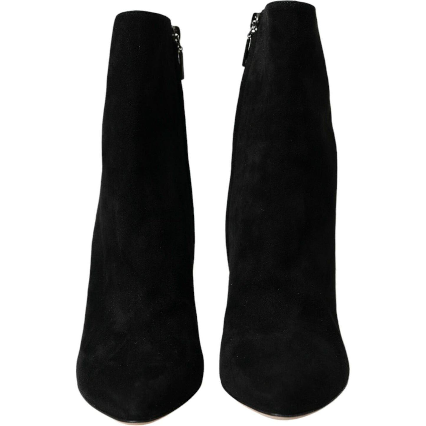 Dolce & Gabbana Black Suede Leather Ankle Heels Boots Shoes Dolce & Gabbana