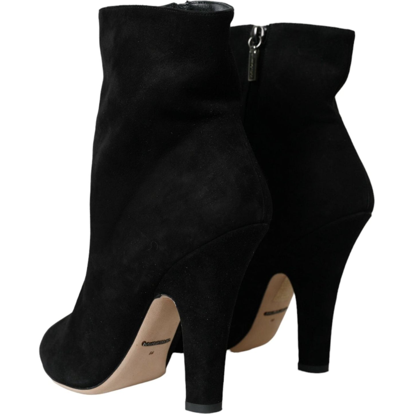 Dolce & Gabbana Black Suede Leather Ankle Heels Boots Shoes Dolce & Gabbana