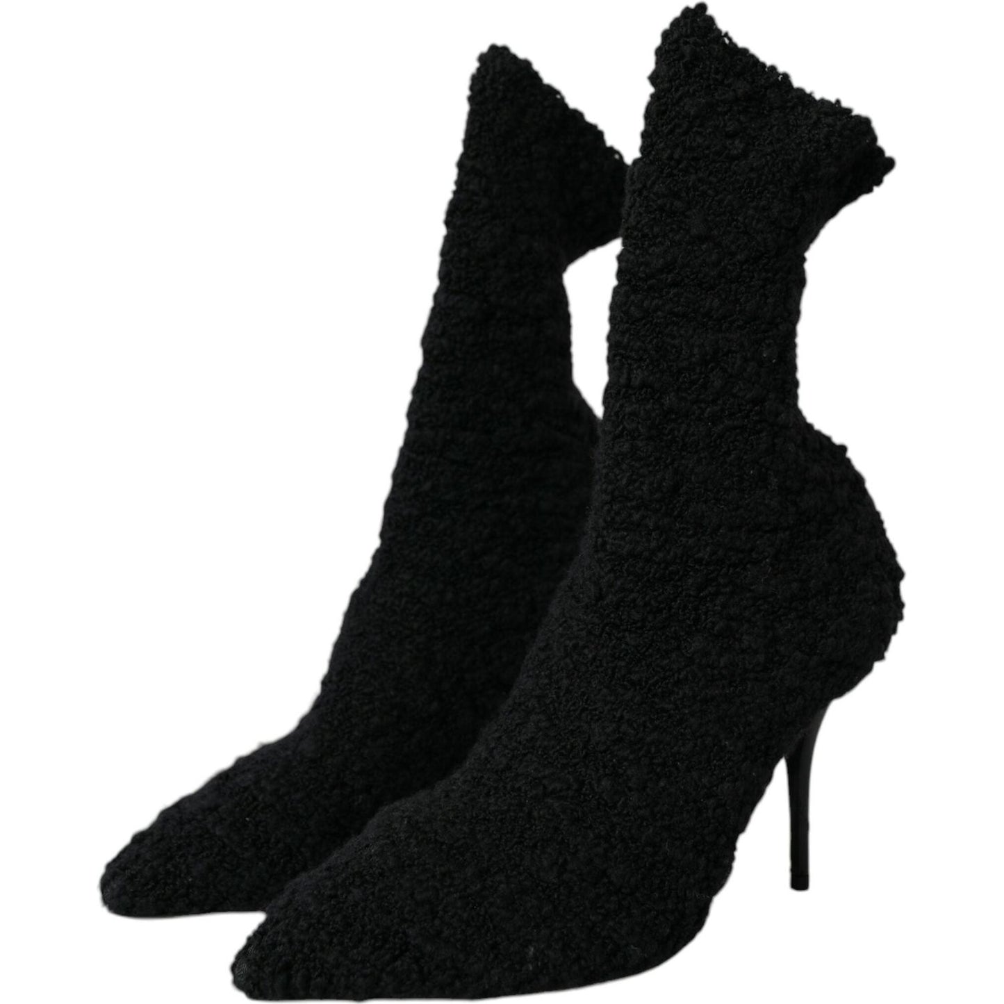 Black Suede Leather Ankle Heels Boots Shoes