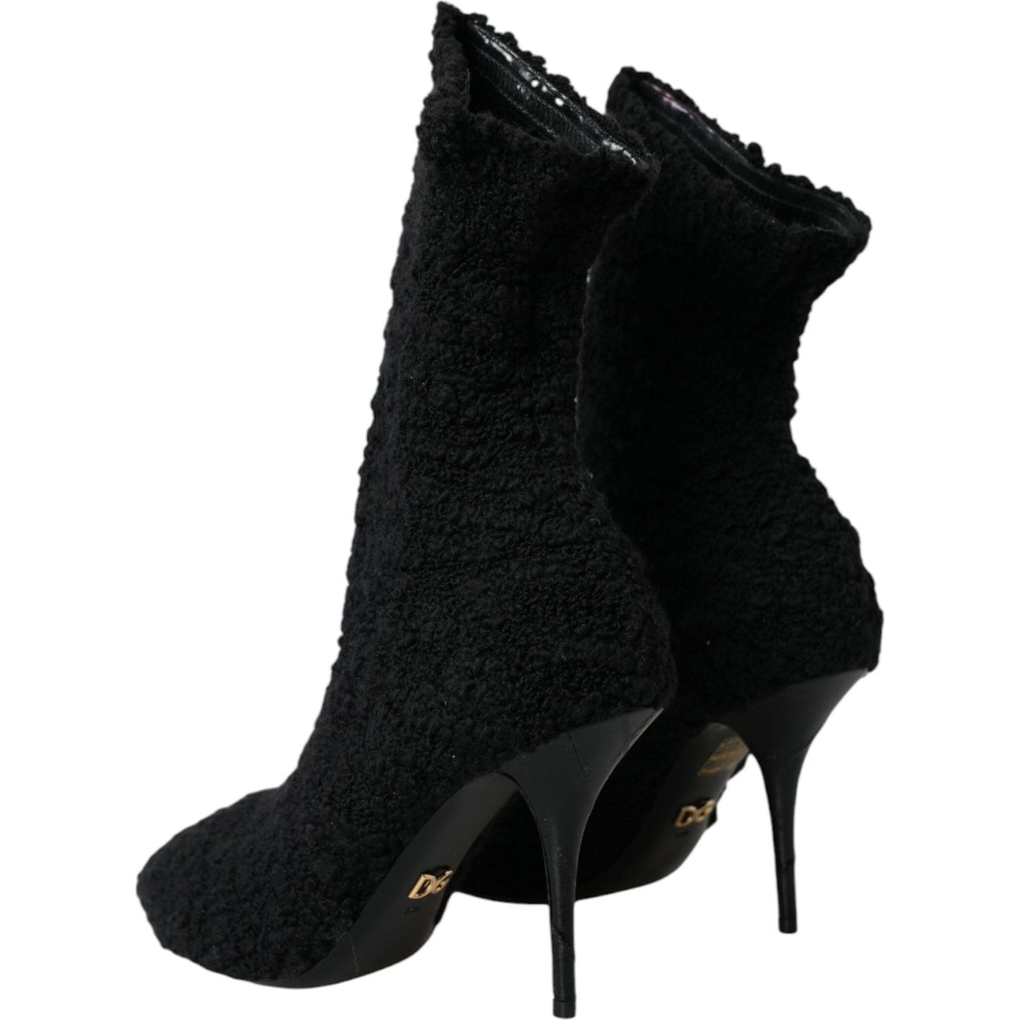 Black Suede Leather Ankle Heels Boots Shoes